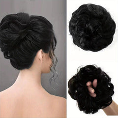 100% Human Hair Messy Bun Curly Hair Extensions Scrunchie Tousled Updo