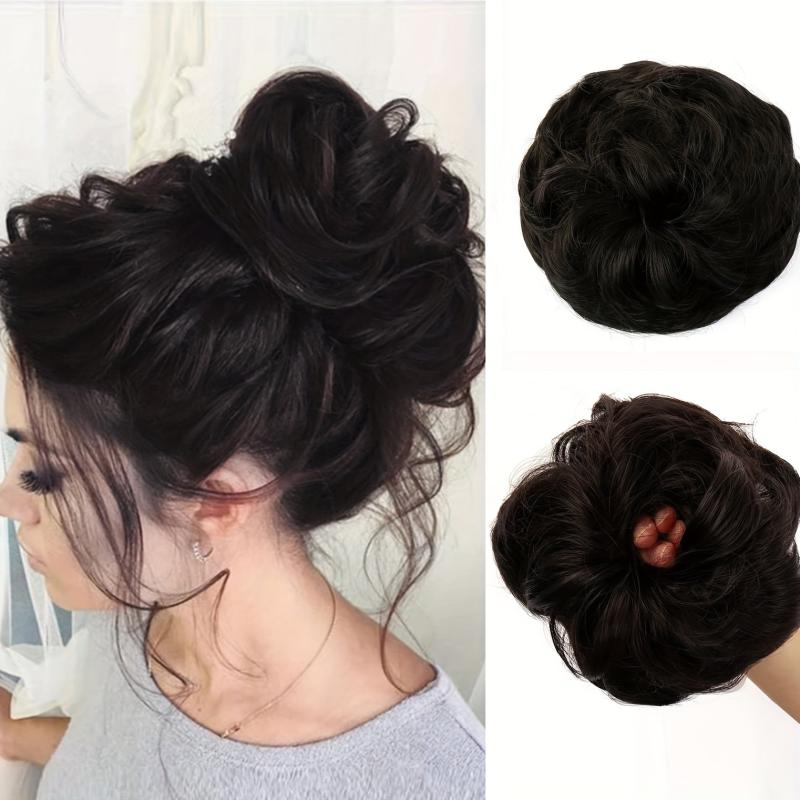 100% Human Hair Messy Bun Curly Hair Extensions Scrunchie Tousled Updo