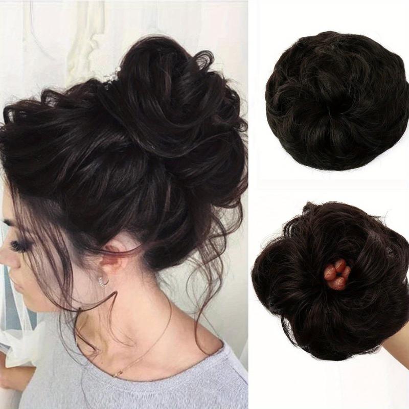 100% Human Hair Messy Bun Curly Hair Extensions Scrunchie Tousled Updo