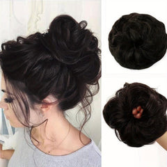 100% Human Hair Messy Bun Curly Hair Extensions Scrunchie Tousled Updo