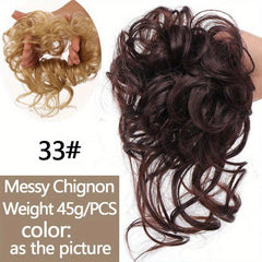 Messy Curly Hair Bun Chignon Donut Scrunchie Elastic Hair Band