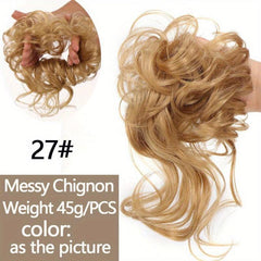 Messy Curly Hair Bun Chignon Donut Scrunchie Elastic Hair Band