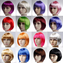 Short Bob Hair Wigs Colorful Cosplay Costume Wig for Women Girls
