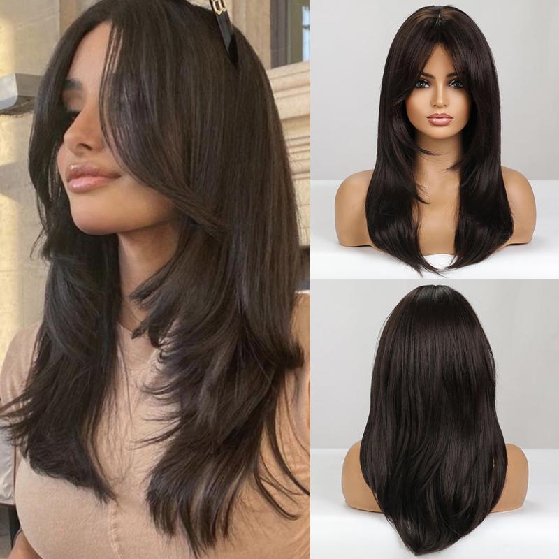 Ombre Grey Blonde Layered Wig With Bangs