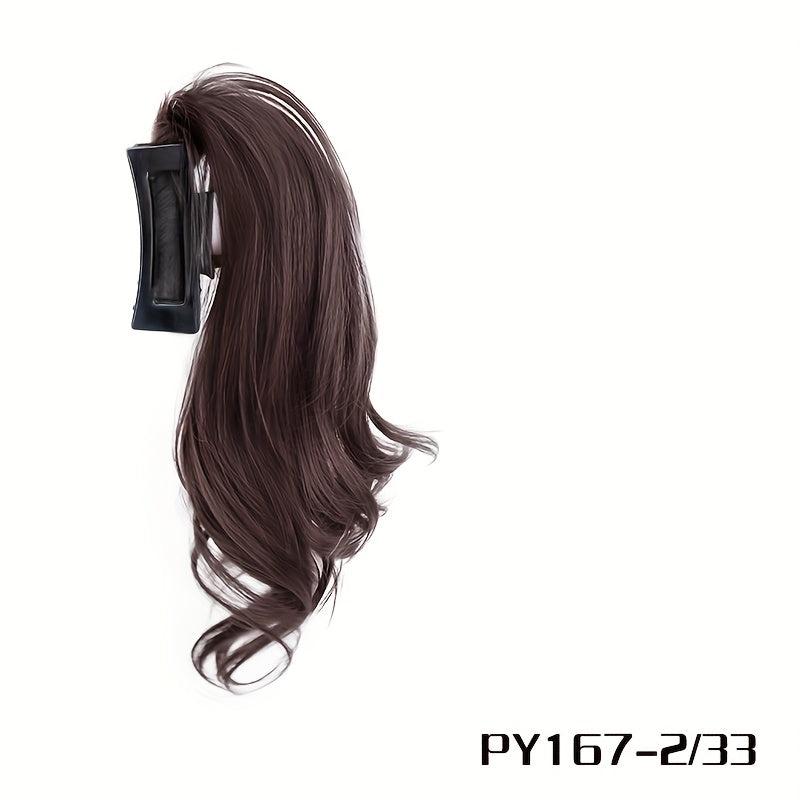 Synthetic Claw Ponytails Wig Half Pony Tail Hair Extensions Natural Brown Curly