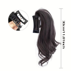 Synthetic Claw Ponytails Wig Half Pony Tail Hair Extensions Natural Brown Curly