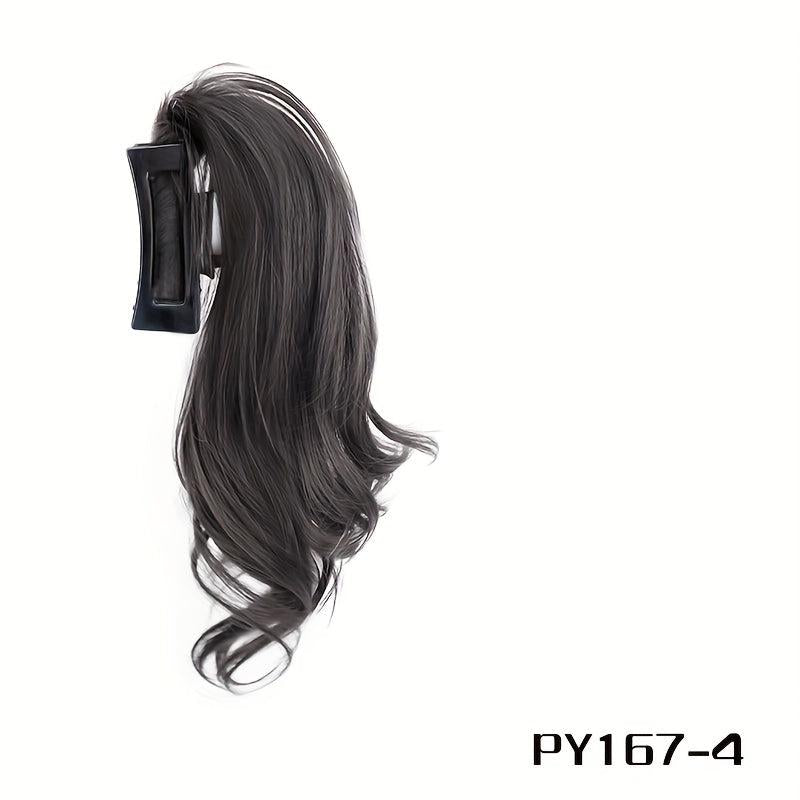 Synthetic Claw Ponytails Wig Half Pony Tail Hair Extensions Natural Brown Curly