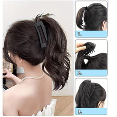 Synthetic Claw Ponytails Wig Half Pony Tail Hair Extensions Natural Brown Curly