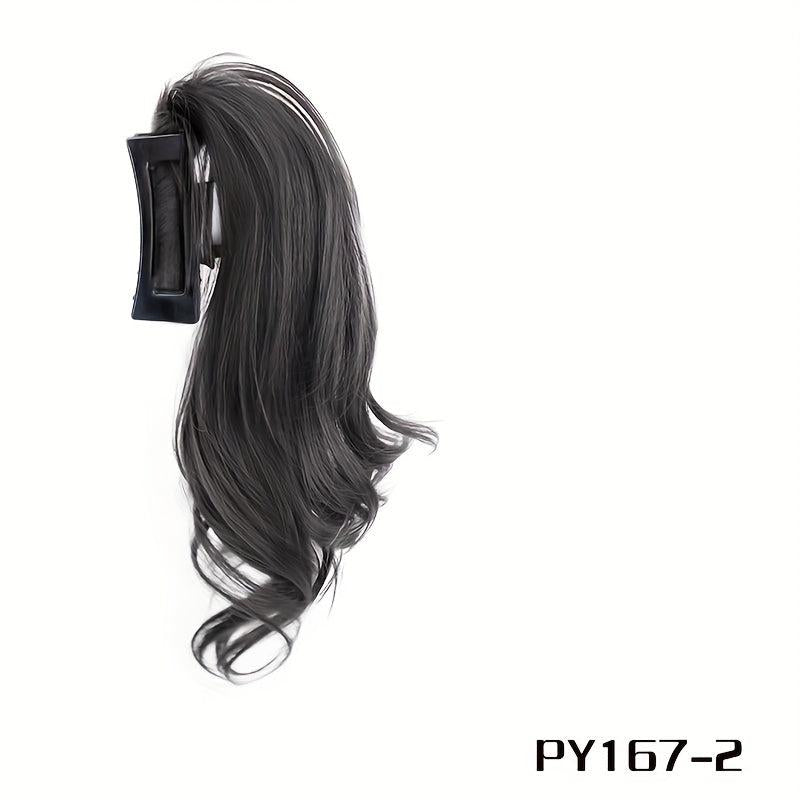 Synthetic Claw Ponytails Wig Half Pony Tail Hair Extensions Natural Brown Curly
