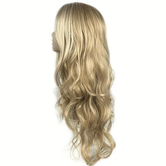 Golden Long Wavy Wig Synthetic Wig Heat Resistant For Women