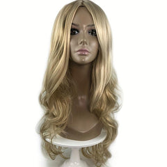 Golden Long Wavy Wig Synthetic Wig Heat Resistant For Women