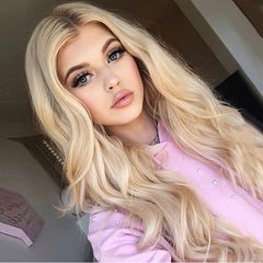 Golden Long Wavy Wig Synthetic Wig Heat Resistant For Women
