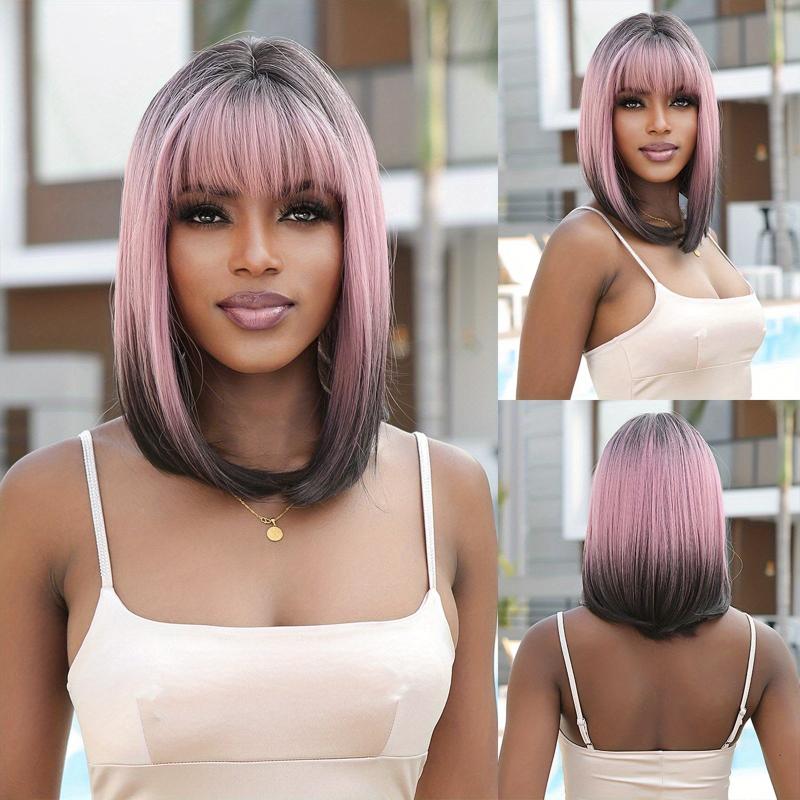 Champagne Blonde Straight Hair Wig With Bangs - Ideal for Daily Wear and Cosplay