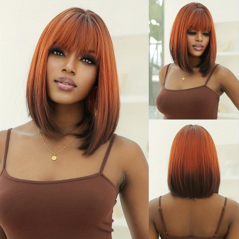 Champagne Blonde Straight Hair Wig With Bangs - Ideal for Daily Wear and Cosplay