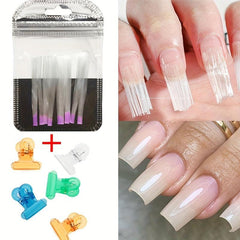 15pcs Acrylic Tips Clips Nail Extension Set Fiberglass & Nail Pinching Clips