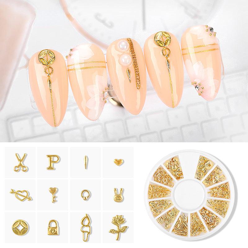 Metal Nail Charms Silvery Golden Star Moon Nail Studs Rivets 3D Art Jewelry