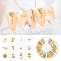 Metal Nail Charms Silvery Golden Star Moon Nail Studs Rivets 3D Art Jewelry