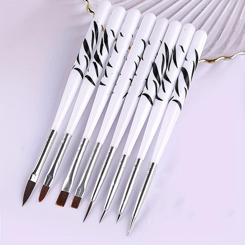 Manicure Polish Brush Gel Nail Art Set - 8Pcs For Salon DIY