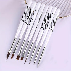 Manicure Polish Brush Gel Nail Art Set - 8Pcs For Salon DIY