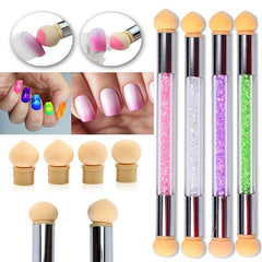 Gradient Sponges Nail Art Brush Set with 4 Heads for Acrylic Gel Glitter Powder