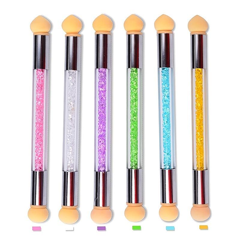 Gradient Sponges Nail Art Brush Set with 4 Heads for Acrylic Gel Glitter Powder