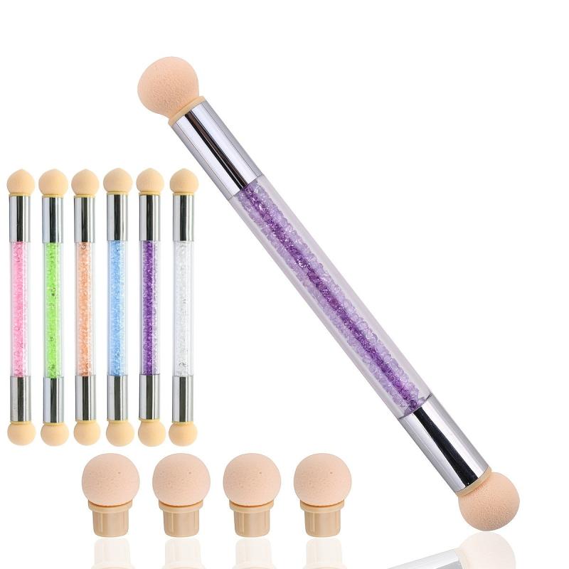 Gradient Sponges Nail Art Brush Set with 4 Heads for Acrylic Gel Glitter Powder