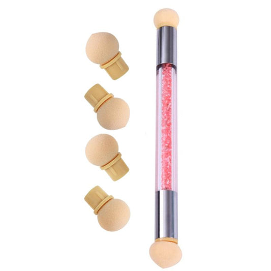 Gradient Sponges Nail Art Brush Set with 4 Heads for Acrylic Gel Glitter Powder