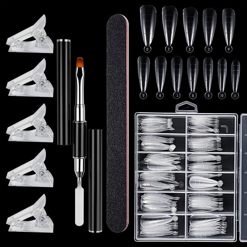 Nail Art Extension Kit with Nail Molds, Glue, Nail Sheets, and Accessories