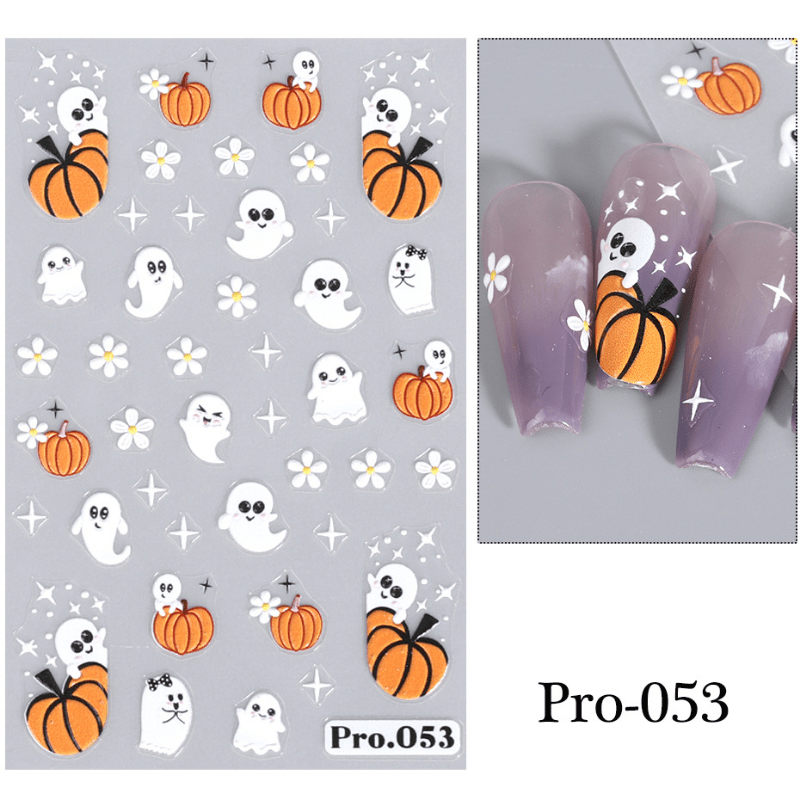 Halloween Nail Stickers 3D Self Adhesive Ghost Nail Art Supplies