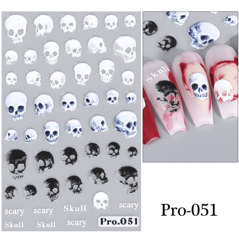 Halloween Nail Stickers 3D Self Adhesive Ghost Nail Art Supplies