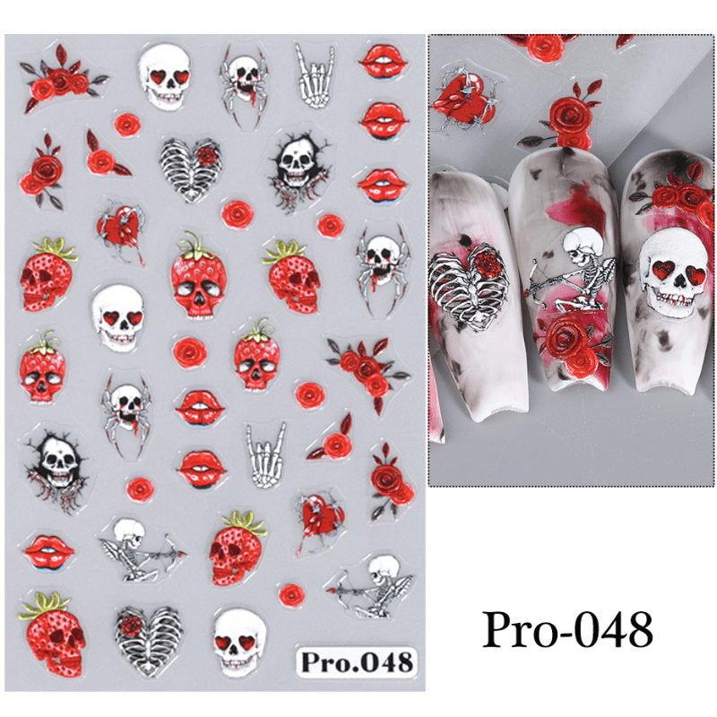 Halloween Nail Stickers 3D Self Adhesive Ghost Nail Art Supplies