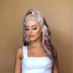 Long Wavy Hair Wig for Women Butterfly Haircut Highlight Synthetic Hair