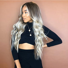 Long Wavy Hair Wig for Women Butterfly Haircut Highlight Synthetic Hair