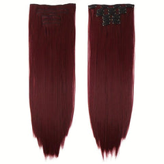 6Pcs Full Head Clip In Hair Extension Synthetic Silky Straight 16 Clips