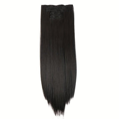 6Pcs Full Head Clip In Hair Extension Synthetic Silky Straight 16 Clips
