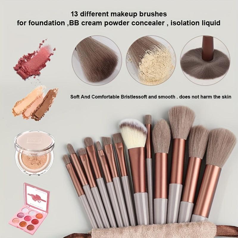 13pcs Makeup Brush Set with Skin Massage Brush for Foundation Powder Eyeshadow