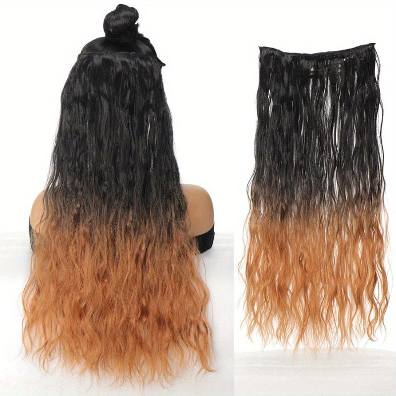 Ombre Wavy Hair Extensions Synthetic Clip In Long Hair Pieces