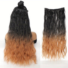 Ombre Wavy Hair Extensions Synthetic Clip In Long Hair Pieces
