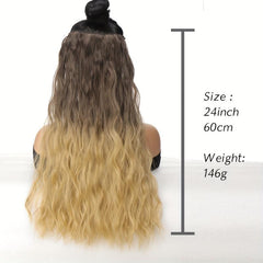 Ombre Wavy Hair Extensions Synthetic Clip In Long Hair Pieces