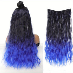 Ombre Wavy Hair Extensions Synthetic Clip In Long Hair Pieces