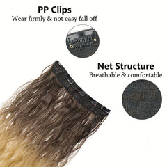 Ombre Wavy Hair Extensions Synthetic Clip In Long Hair Pieces