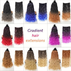 Ombre Wavy Hair Extensions Synthetic Clip In Long Hair Pieces