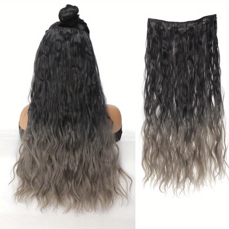 Ombre Wavy Hair Extensions Synthetic Clip In Long Hair Pieces