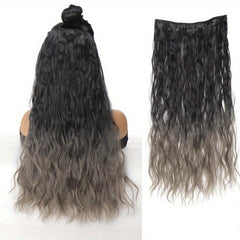 Ombre Wavy Hair Extensions Synthetic Clip In Long Hair Pieces