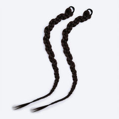 Long Braided Ponytail Extension With Elastic Hair Tie Straight Wrap Around