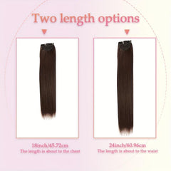 3PCS Clip In Hair Extensions 18 24 Inch Natural Soft Straight Hairpieces Brown