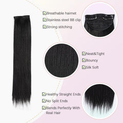 3PCS Clip In Hair Extensions 18 24 Inch Natural Soft Straight Hairpieces Brown