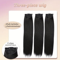 3PCS Clip In Hair Extensions 18 24 Inch Natural Soft Straight Hairpieces Brown