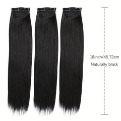 3PCS Clip In Hair Extensions 18 24 Inch Natural Soft Straight Hairpieces Brown