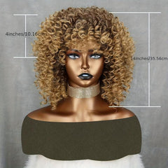 Soft & Stylish 35-56cm Blonde Afro Curly Wig for Women 70s & Kinky Curly Hair